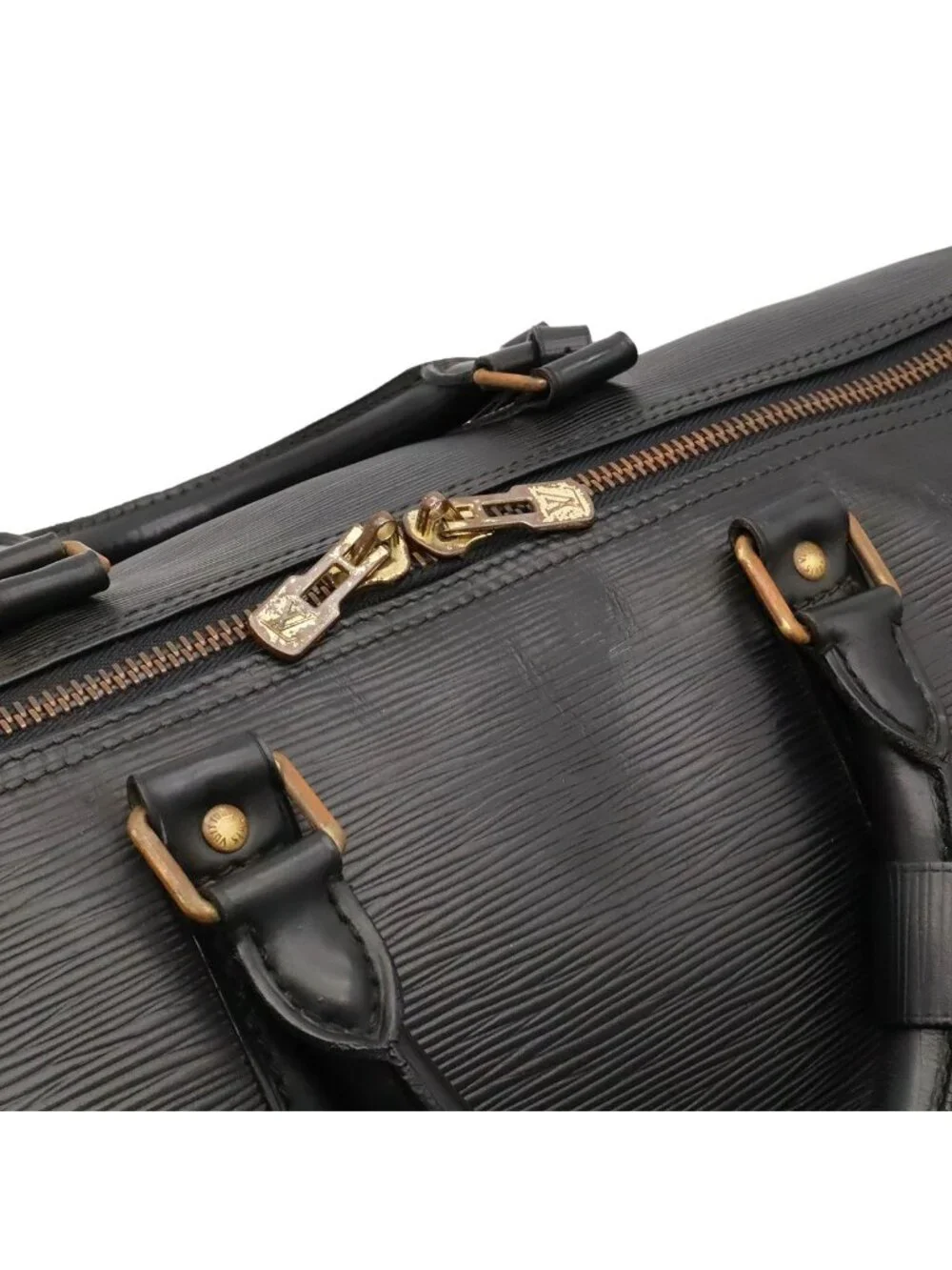 Louis Vuitton Epi Keepall 50 Boston Bag Purse Leather Noir Black Gold